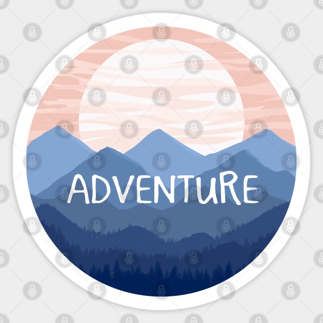 Adventure Mountain Landscape Sunset Sticker by julieerindesigns